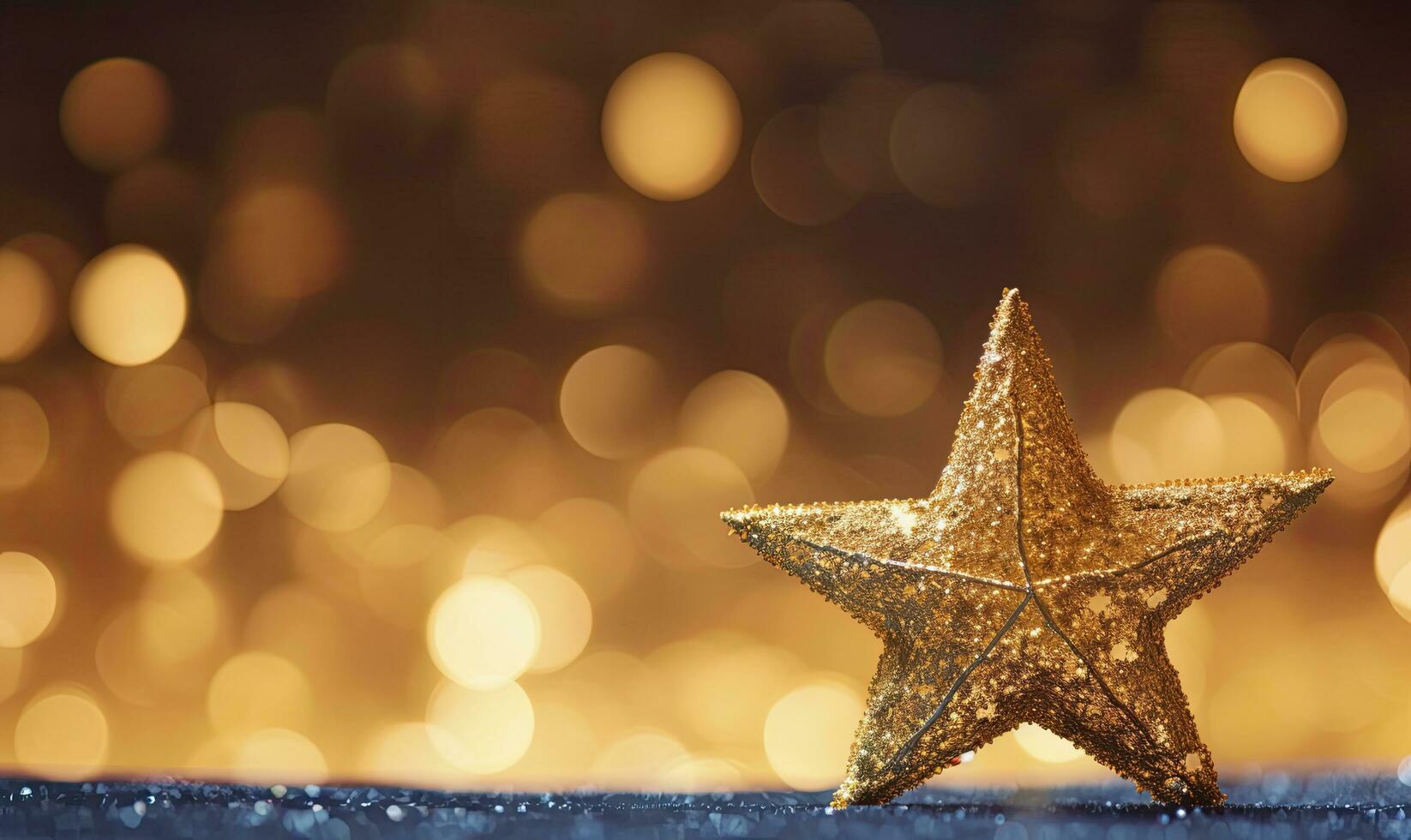 ai gerado espumante dourado Natal estrela. enfeite decoração desfocado bokeh fundo. ai gerado foto