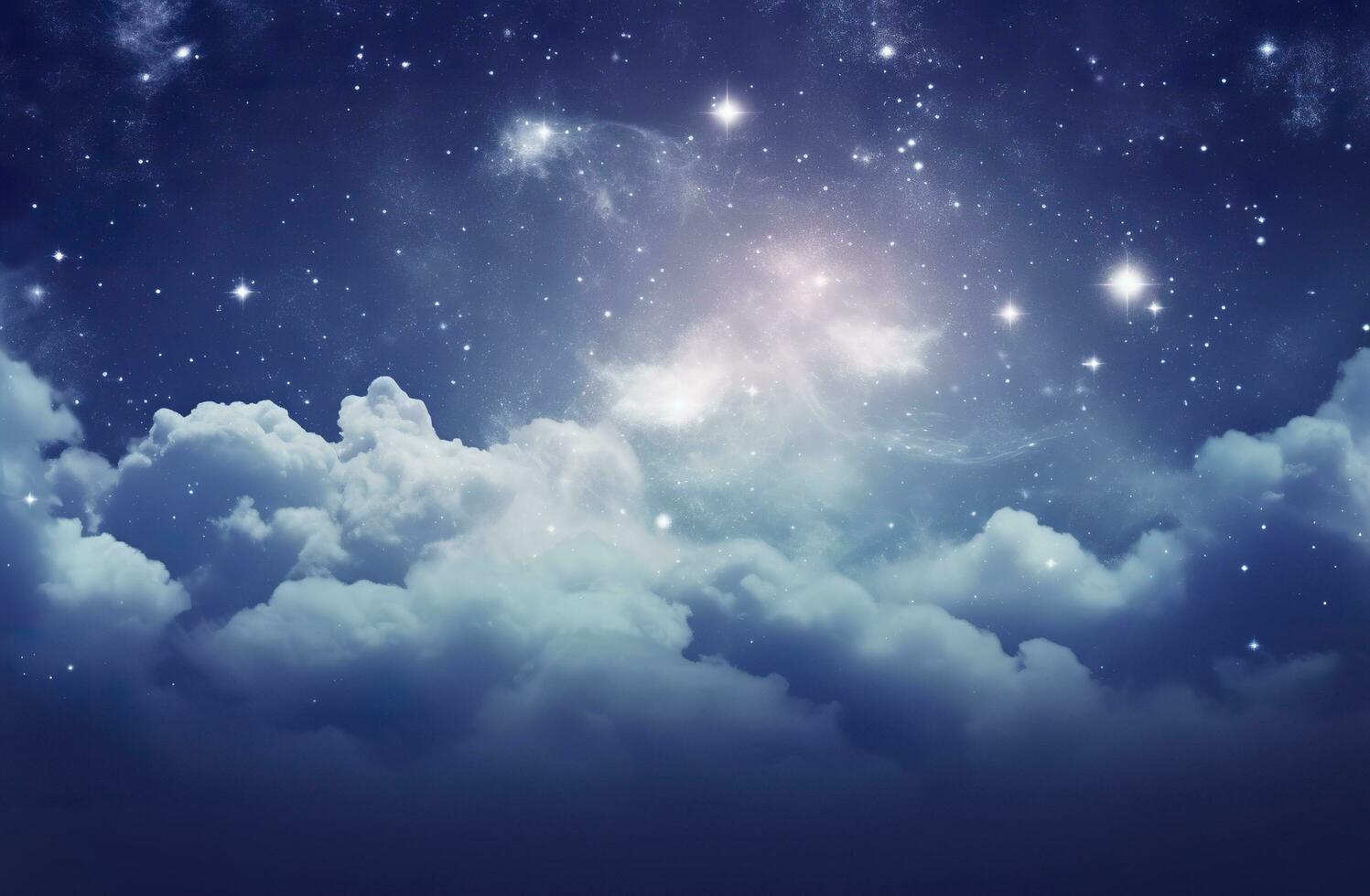 ai gerado espaço do noite céu com nuvens e estrelas. generativo ai foto