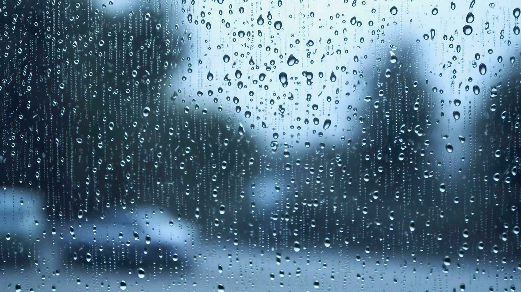 ai gerado pingos de chuva em a janela. azul tom. generativo ai foto