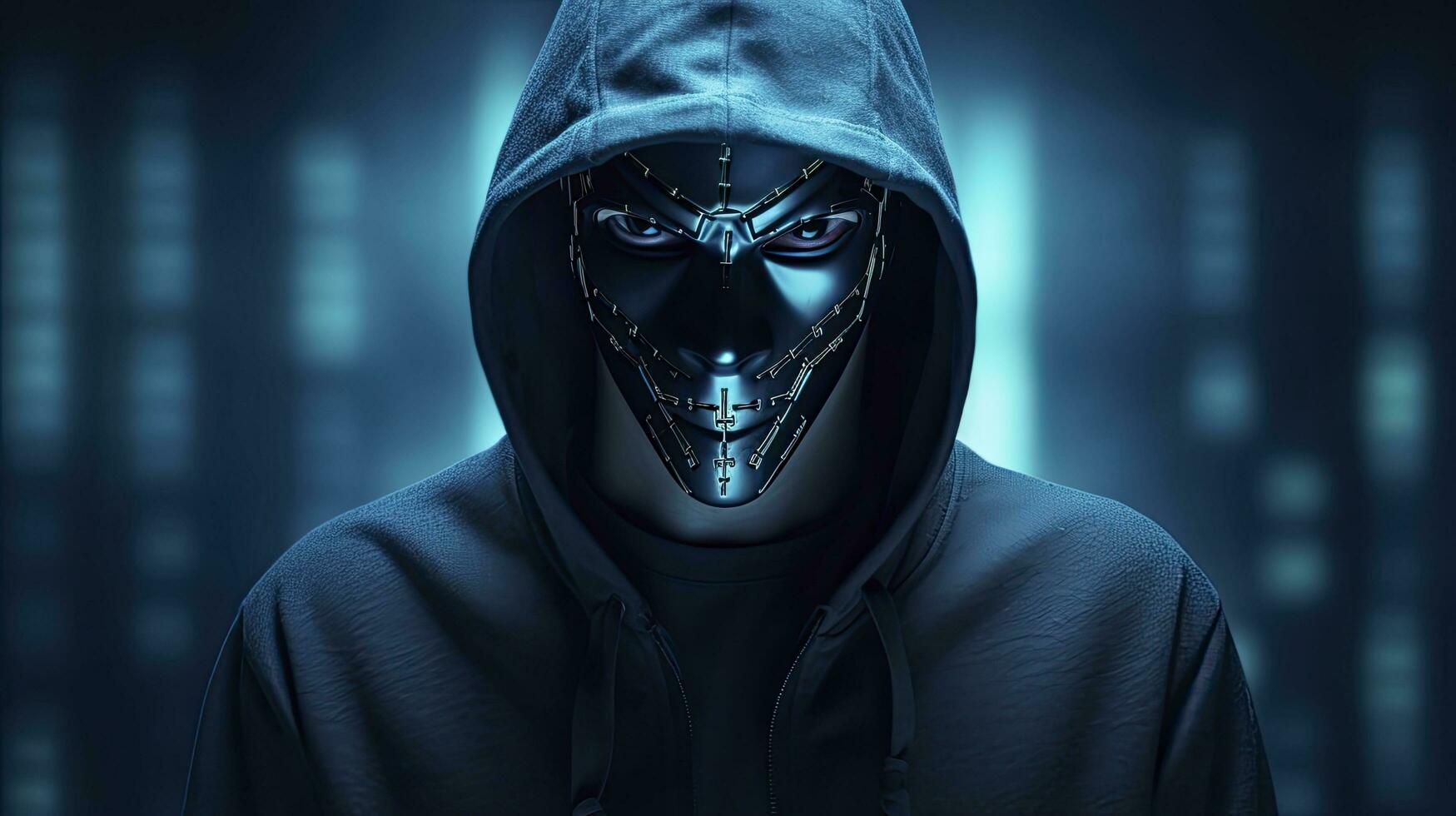 ai gerado binário intriga. anônimo robótico hacker. conceito do hacking. ai gerado foto