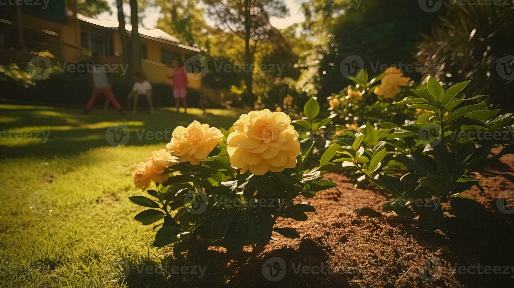 ai gerado magnífico Visão do flores dentro a jardim debaixo a manhã Sol. generativo ai foto