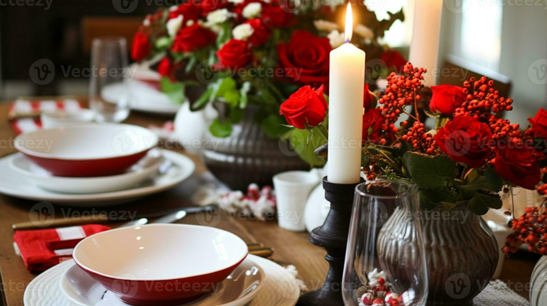 ai gerado feriado paisagem de mesa, dourado formal jantar mesa contexto, mesa escapar com ouro decoração para Casamento festa e evento celebração, generativo ai foto