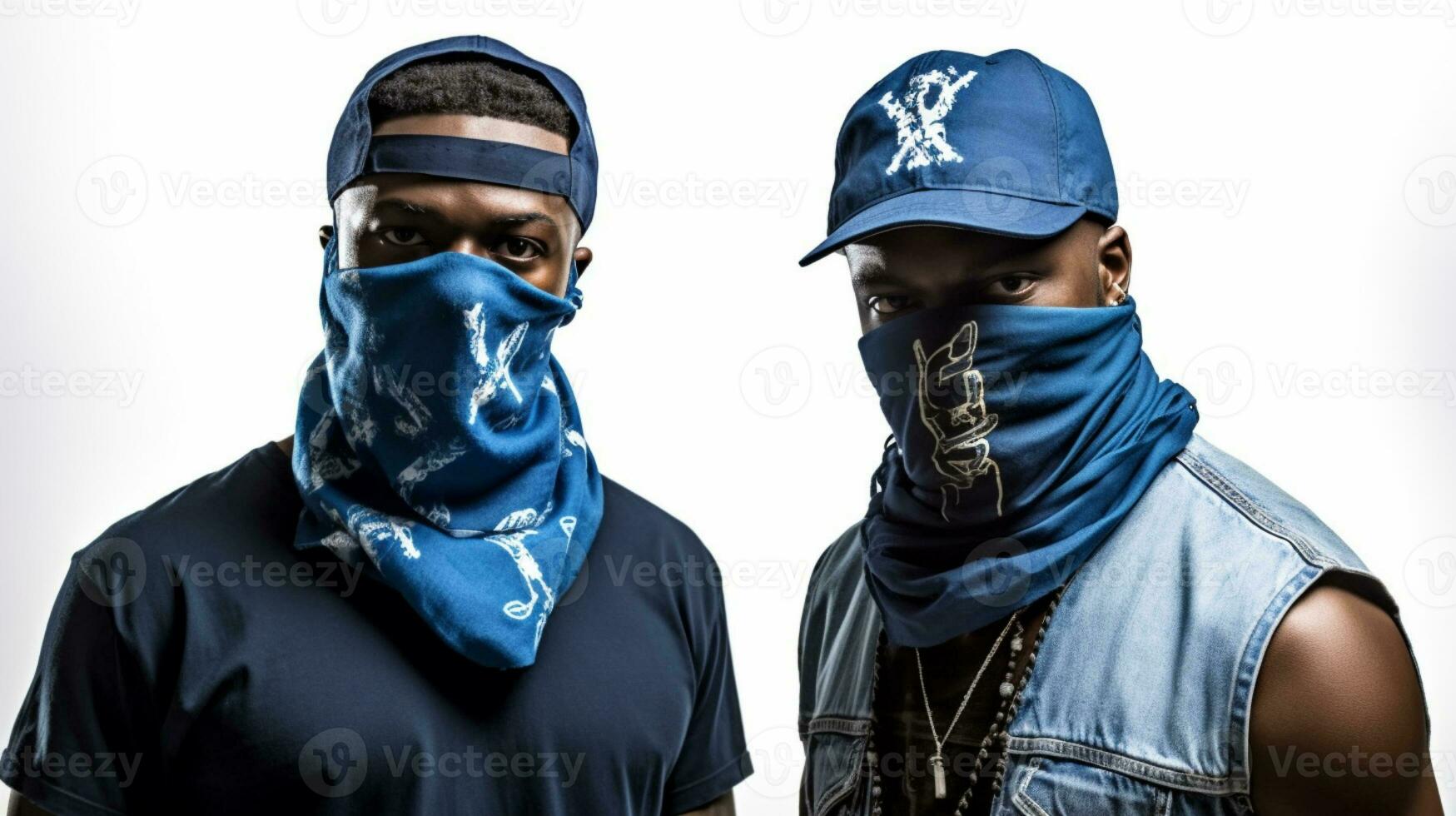 ai gerado africano americano bandidos vestindo azul foto