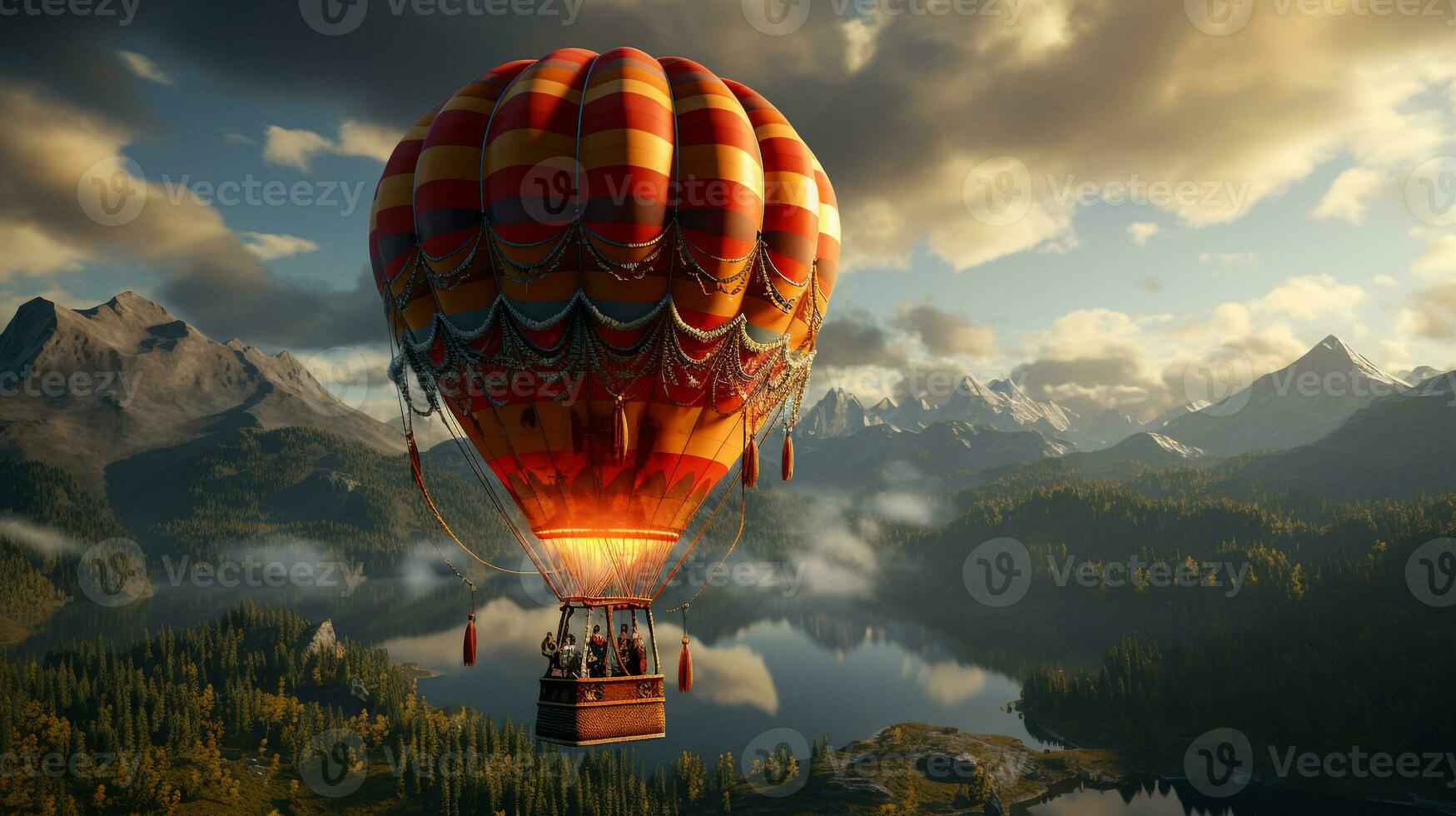 ai gerado 3d realista quente ar balão transporte foto