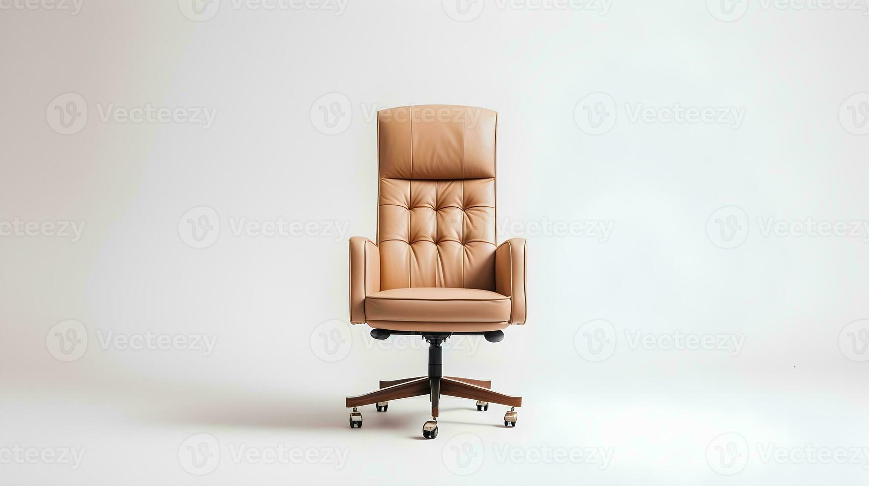 ai gerado luxo moderno couro escritório cadeira confortável e elegante dentro branco fundo ai gerado foto