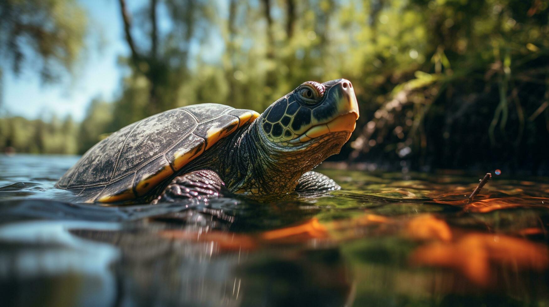 ai gerado tartaruga dentro a campo foto