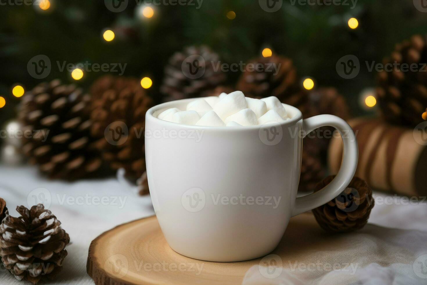 ai gerado festivo quente chocolate caneca fundo. gerar ai foto