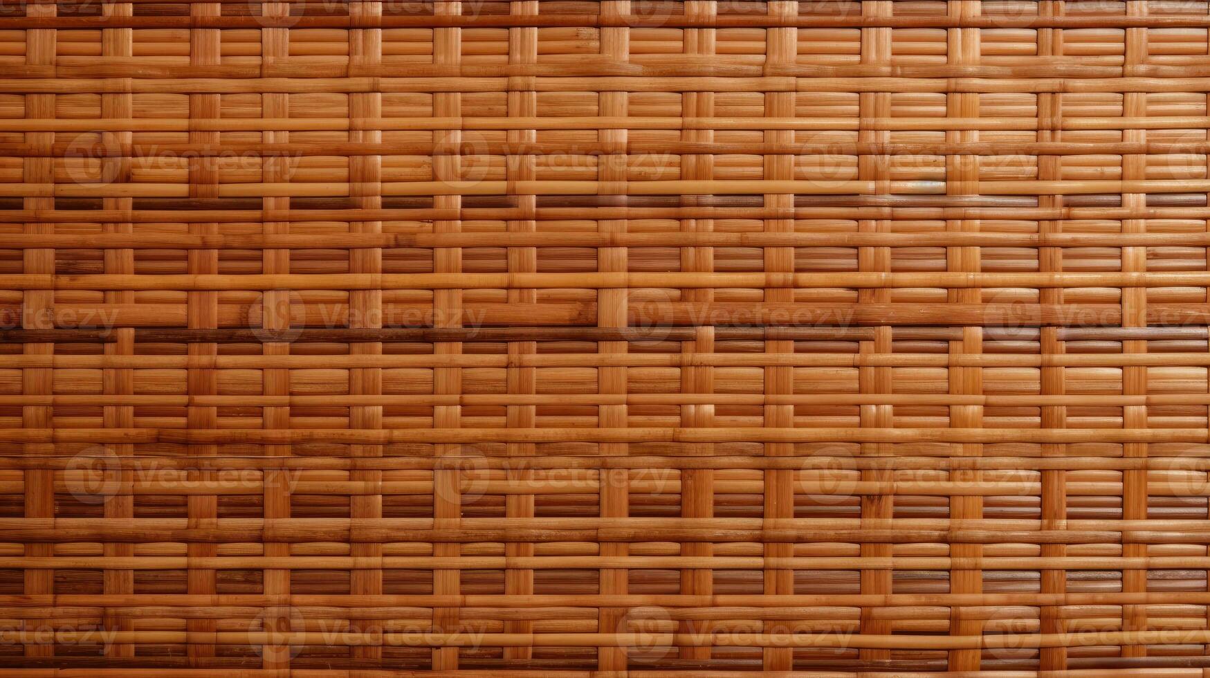 ai gerado fechar acima Visão do tecido bambu esteira com Castanho fundo. foto