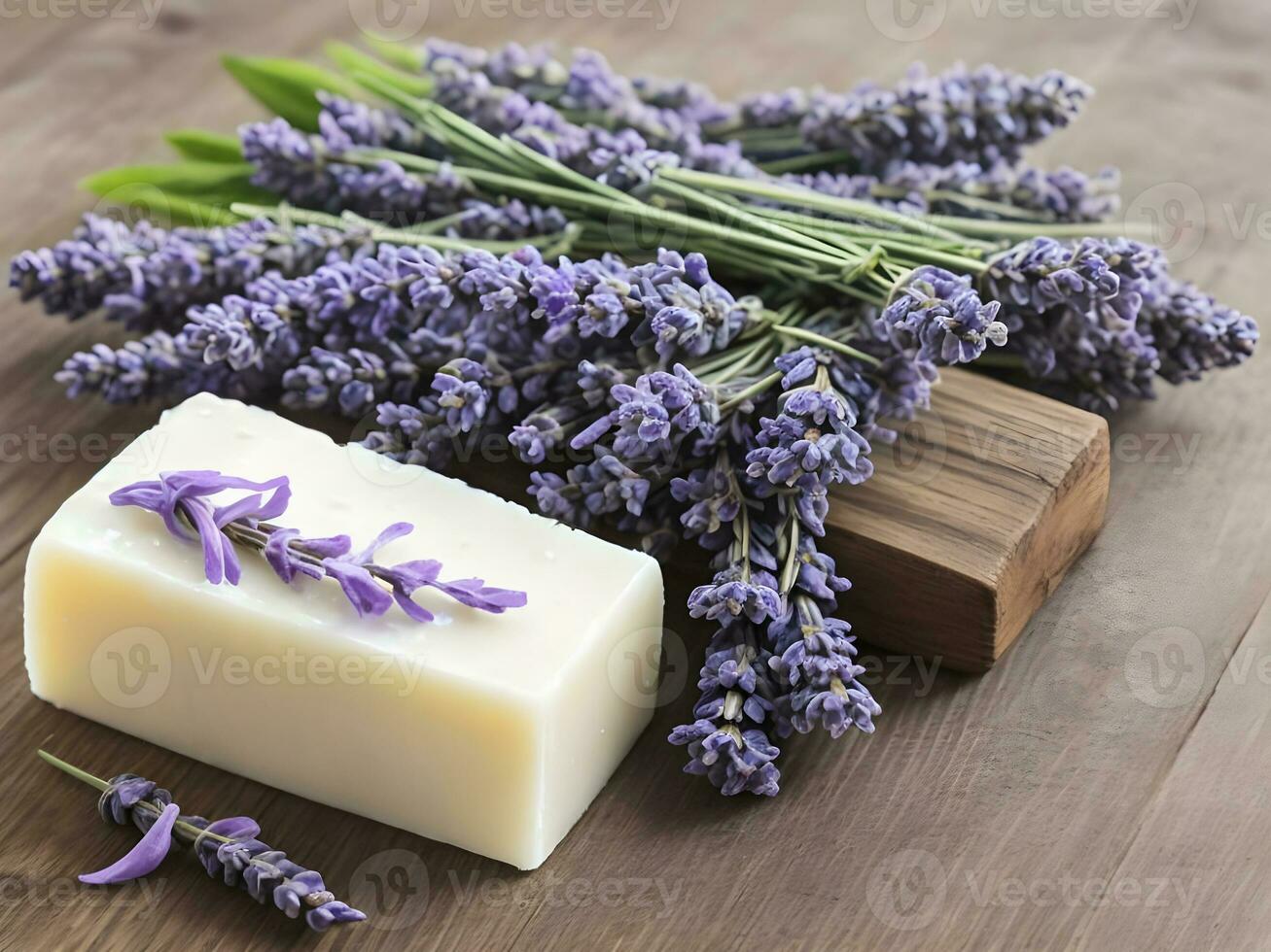 ai gerado spa ainda vida com pilha do pedras e lavanda flores foto