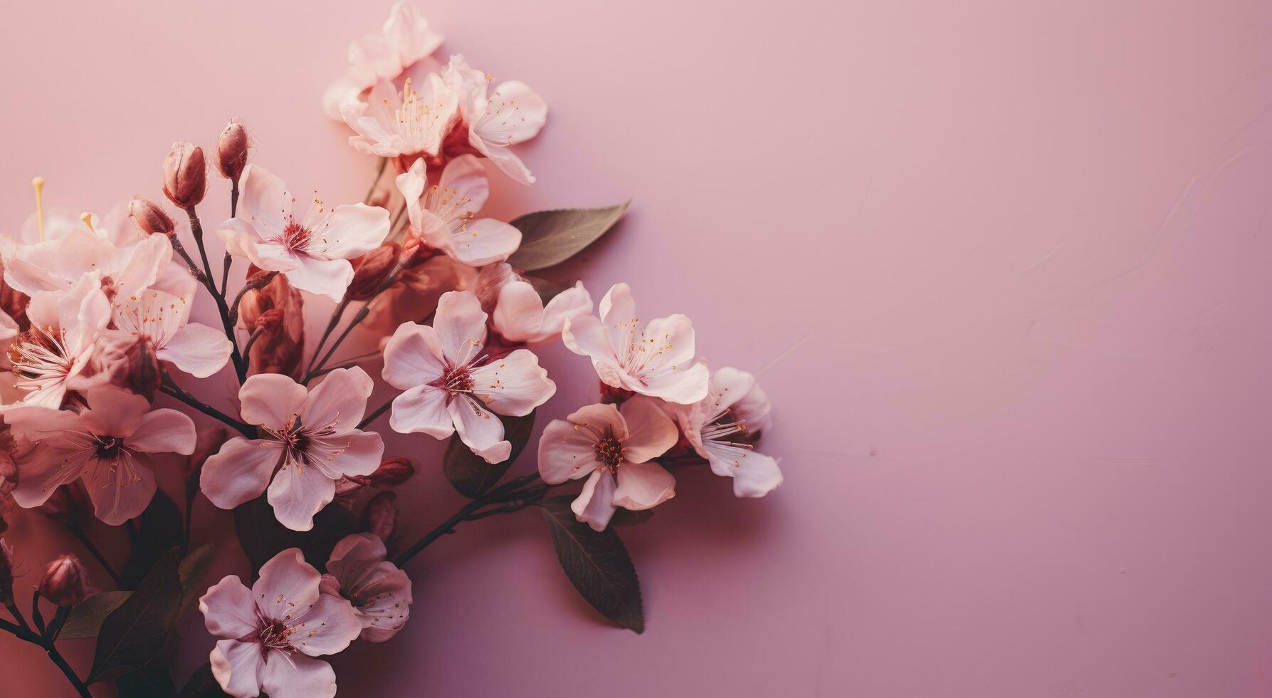 ai gerado a aéreo foto do lila flores em uma Rosa fundo