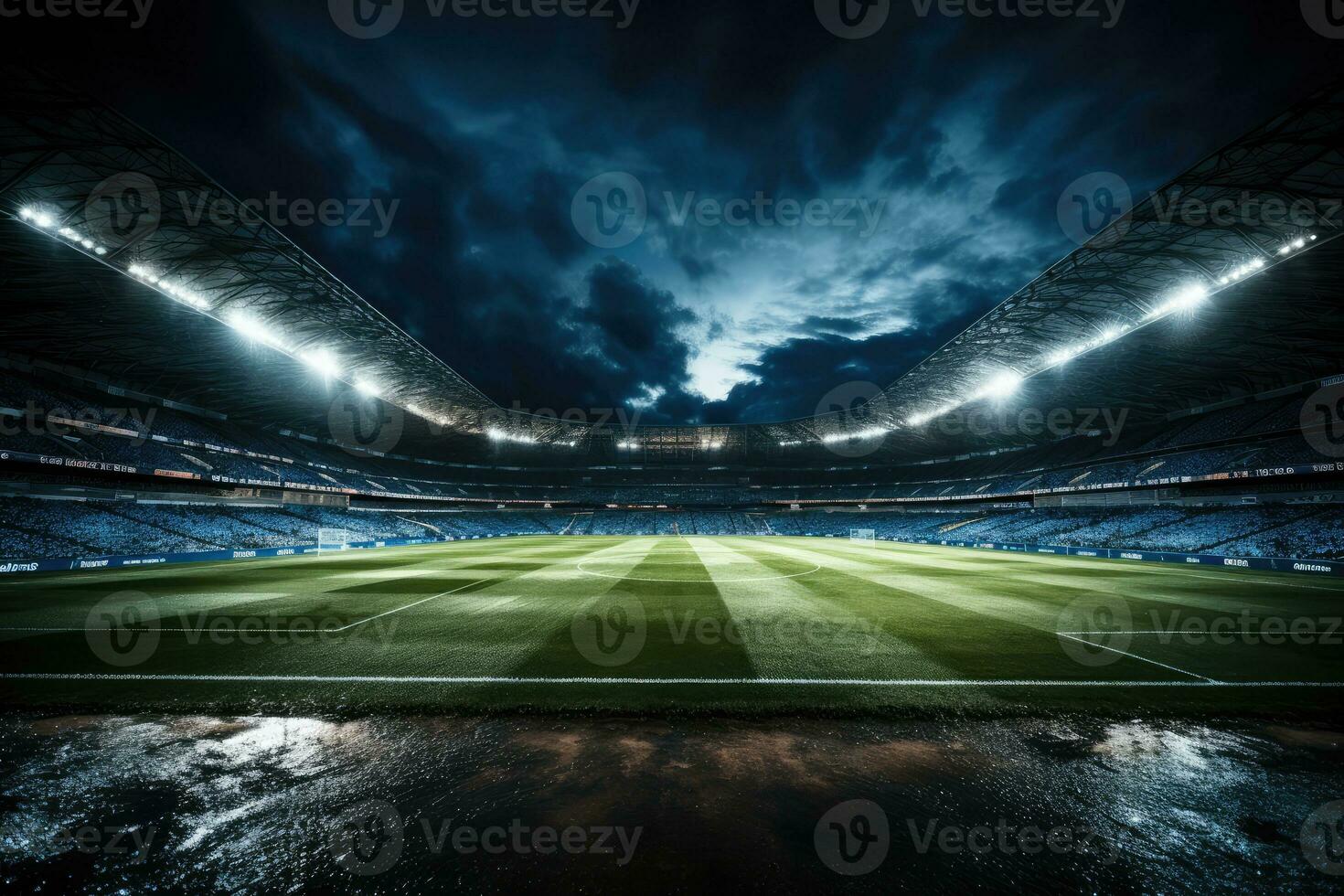 ai gerado futebol estádio às noite foto