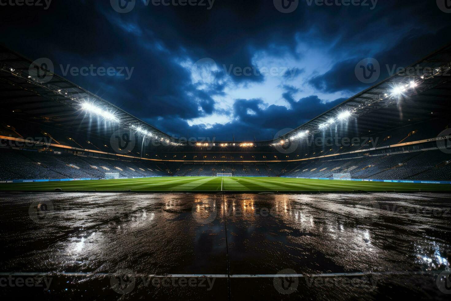 ai gerado futebol estádio às noite foto