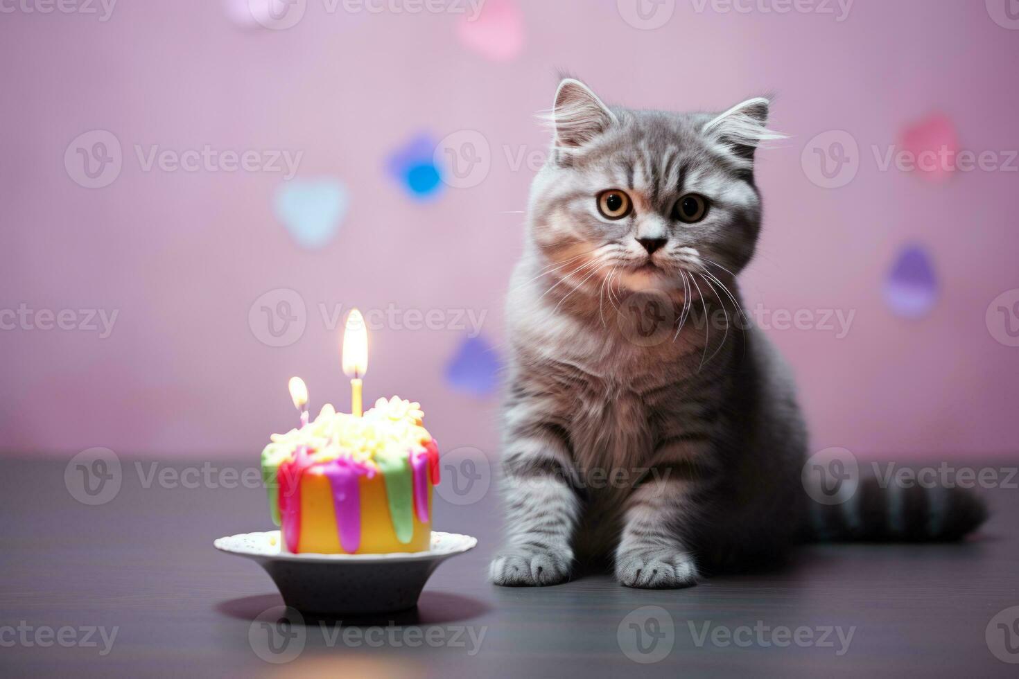 ai gerado gato dentro aniversário chapéu golpes Fora a velas em a bolo. generativo ai foto
