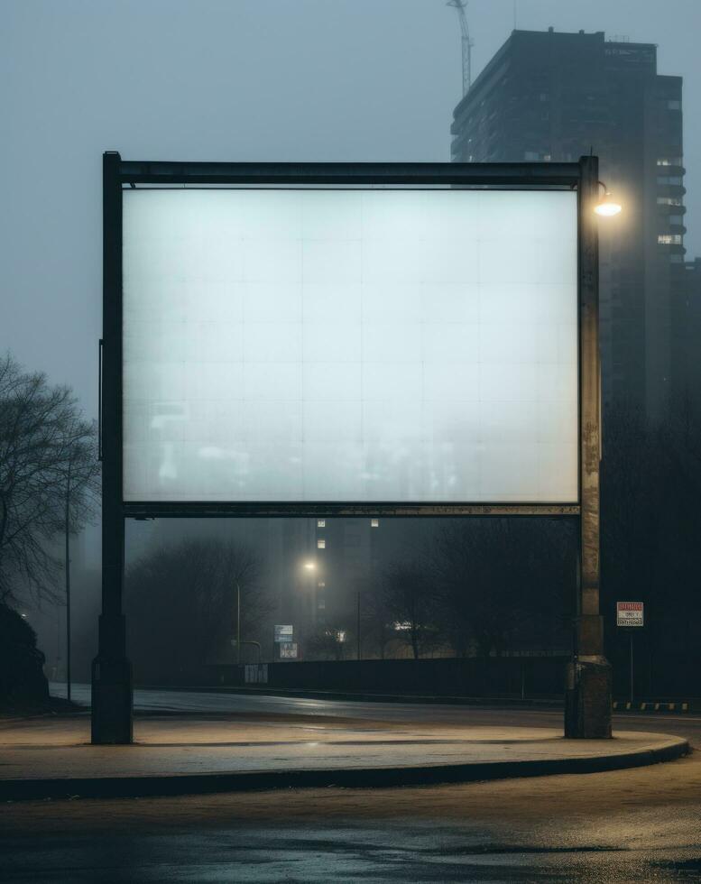 ai gerado a esvaziar Painel publicitário dentro a meio do uma cidade, foto