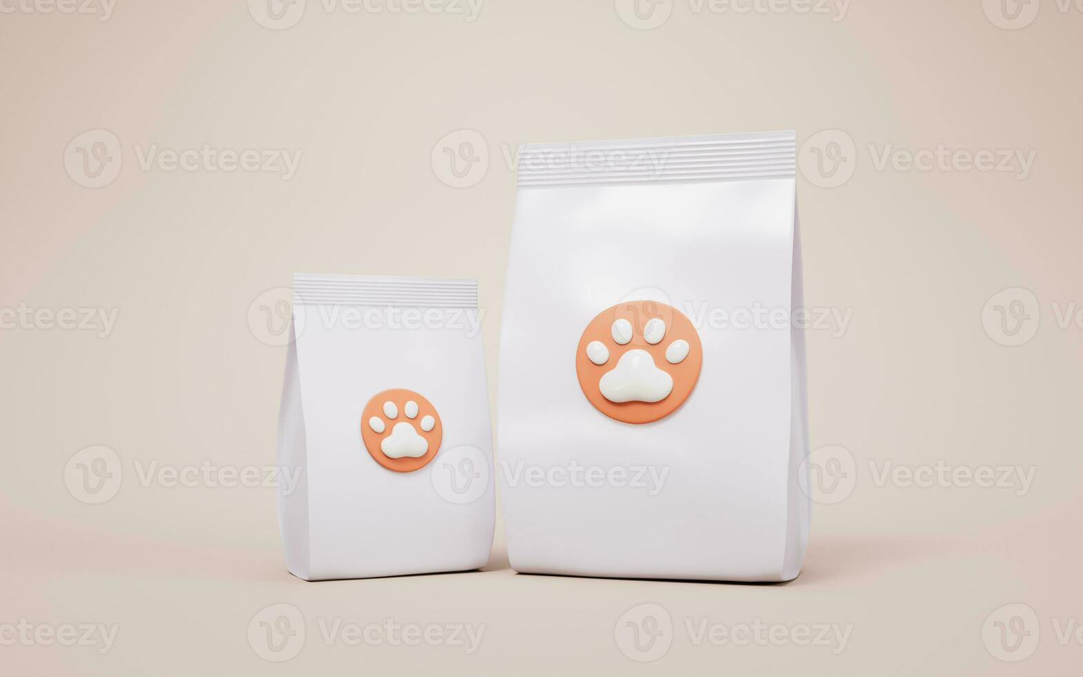 branco animal Comida pacote bolsa, 3d Renderização. foto