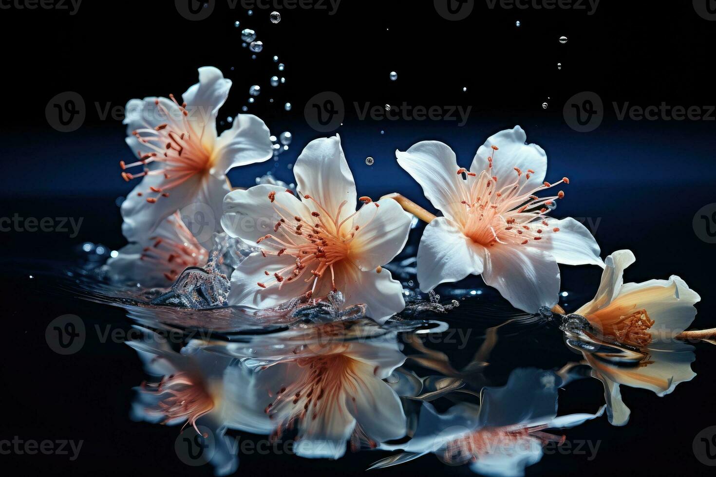 ai gerado lindo flor solta debaixo água. debaixo água fundo. generativo ai foto