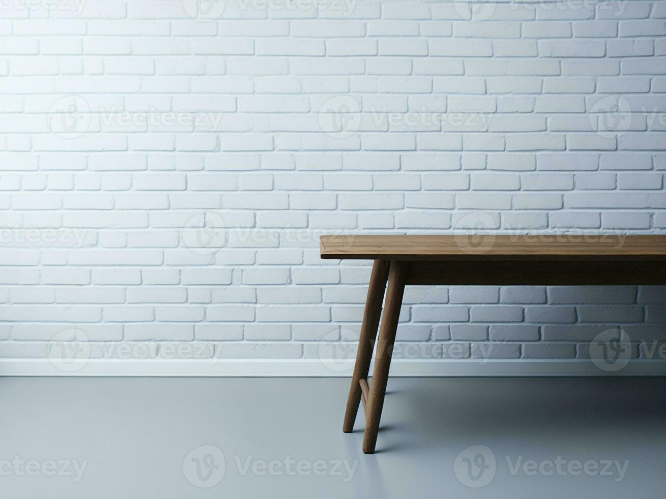 ai gerado esvaziar de madeira mesa em a branco fundo fechar acima visualizar. Alto qualidade foto