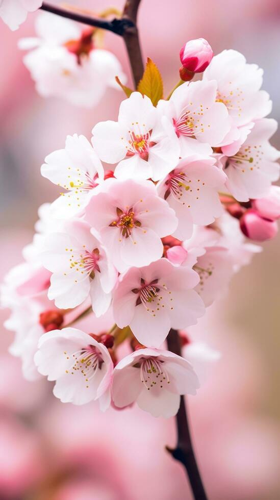 ai gerado delicado cereja Flor árvore, capturando a beleza e elegância do Primavera foto