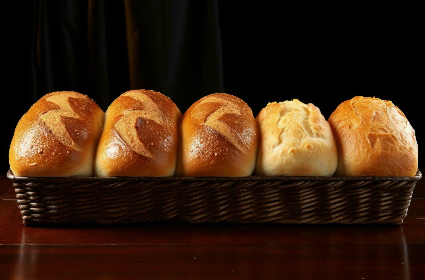 ai gerado barnes e co pão 6 pedaço,, alongado formas, Eu foto