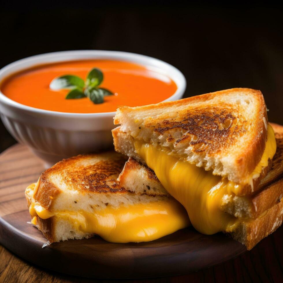 ai gerado uma delicioso foto do uma brega grelhado queijo sanduíche