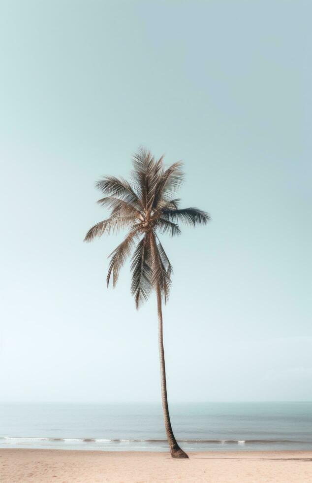 ai gerado Palma árvore em a de praia foto