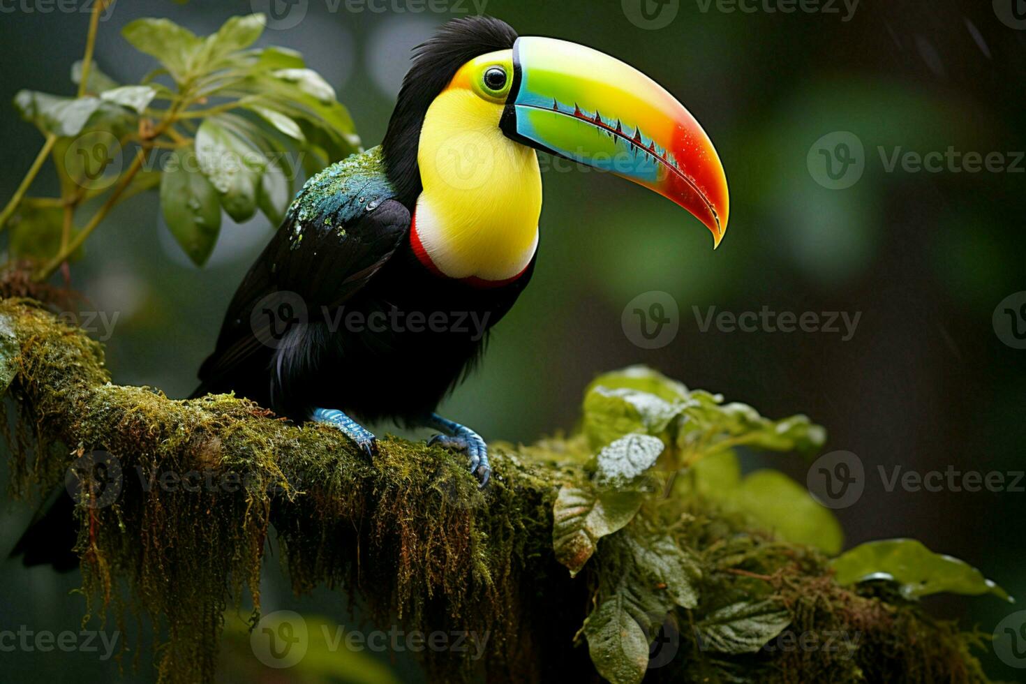 ai gerado vibrante quilha faturado tucano no meio Panamá rico vegetação uma cativante animais selvagens cena ai gerado foto