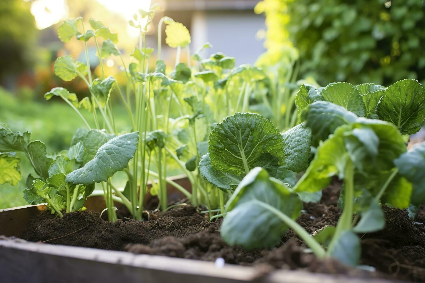 ai gerado fresco orgânico Bruxelas brotos crescendo dentro a jardim. crescendo próprio frutas, legumes. ai gerado foto