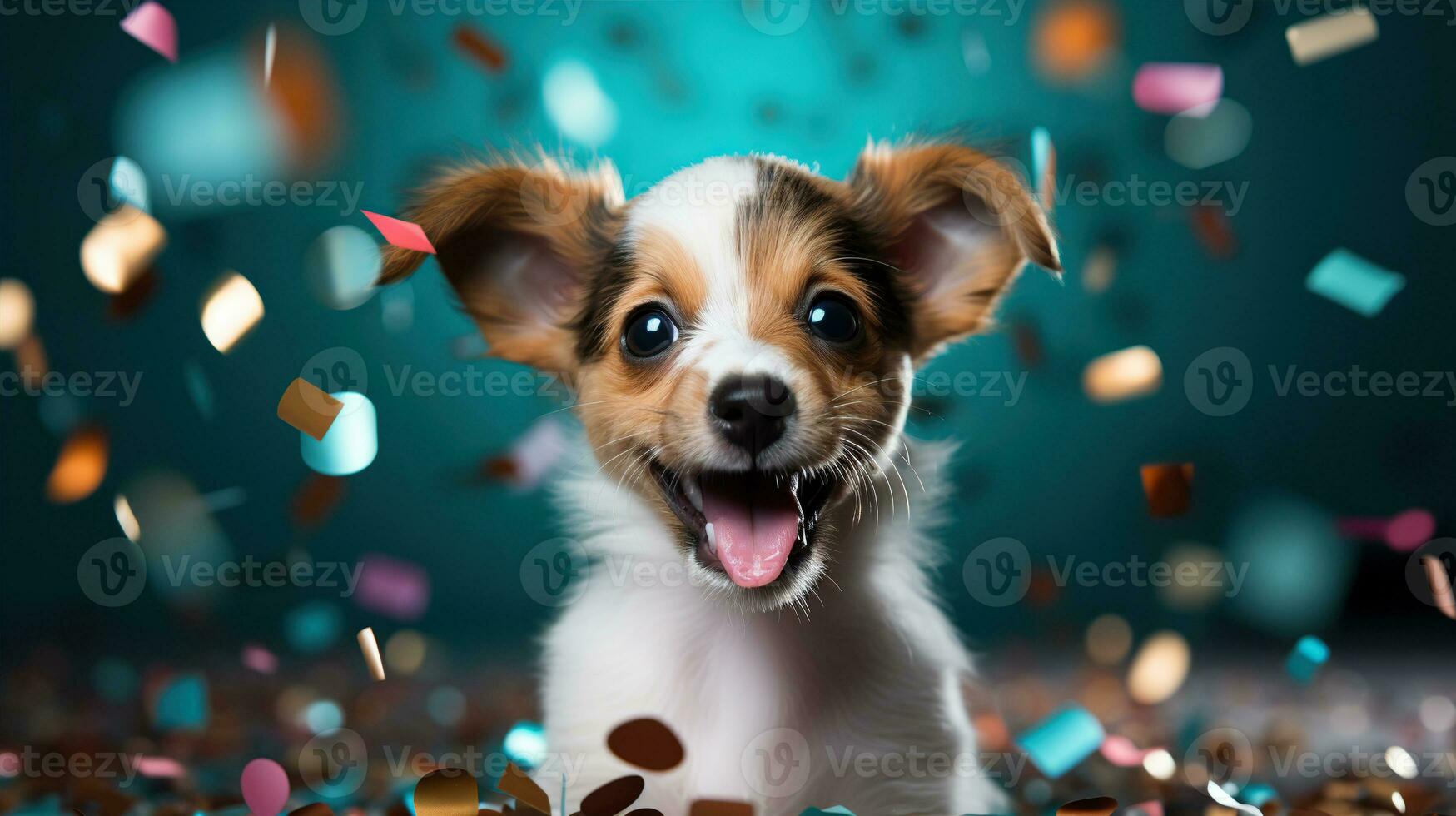 ai gerado feliz cachorro vestindo uma festa chapéu, a comemorar às uma aniversário Festa. generativo ai foto