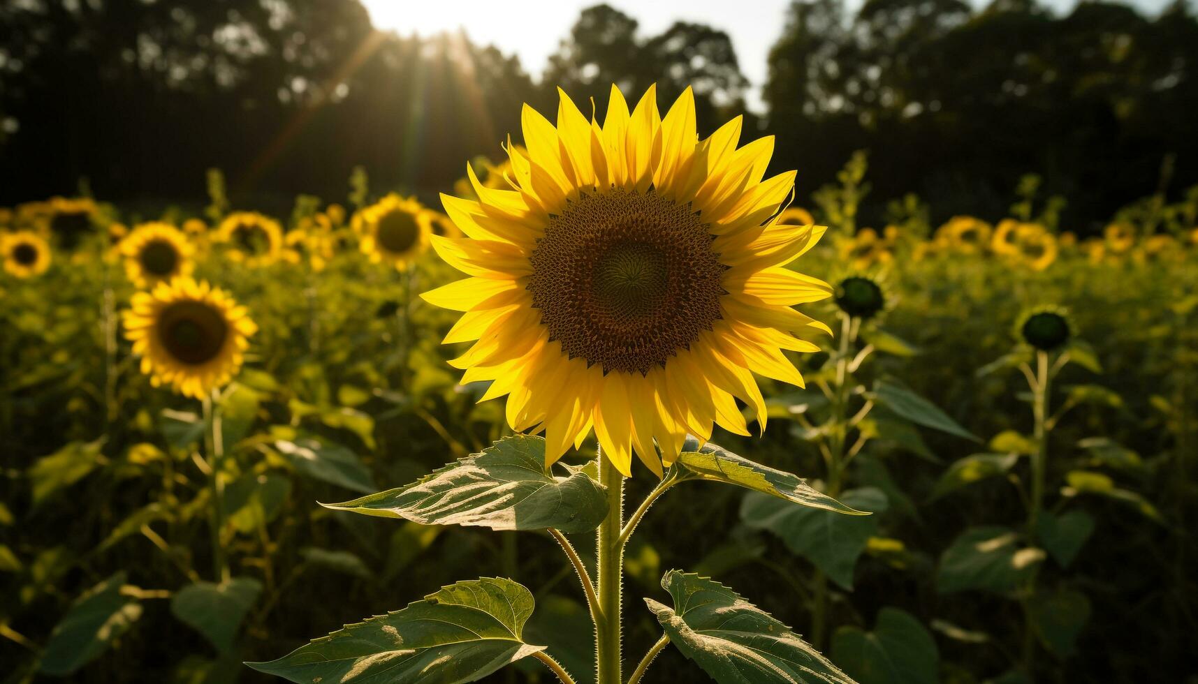 ai gerado girassol, natureza, amarelo, verão, plantar, agricultura, rural cena, folha, ao ar livre, flor gerado de ai foto