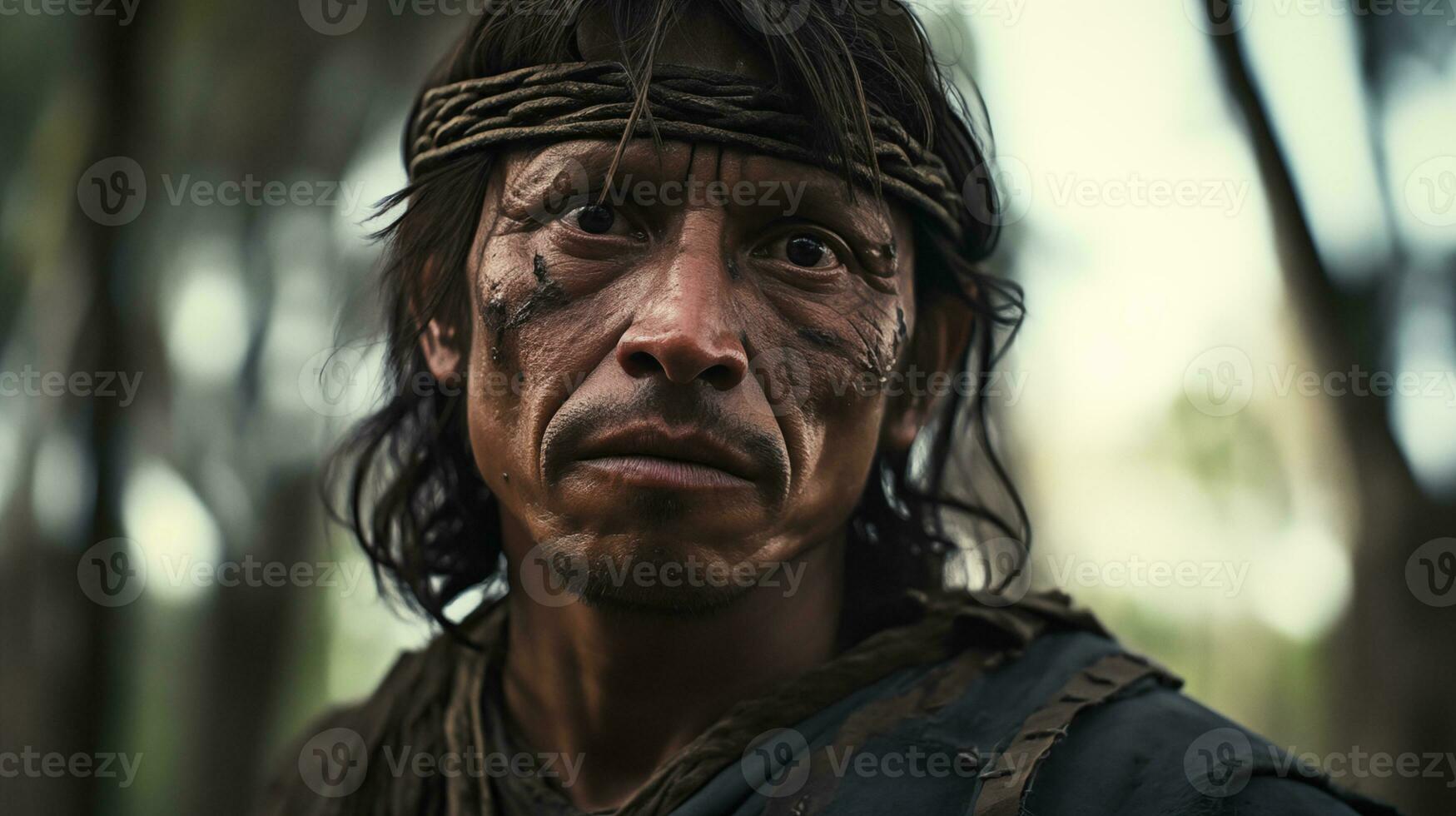 ai gerado indígena homem dentro tradicional vestuário ai gerado foto