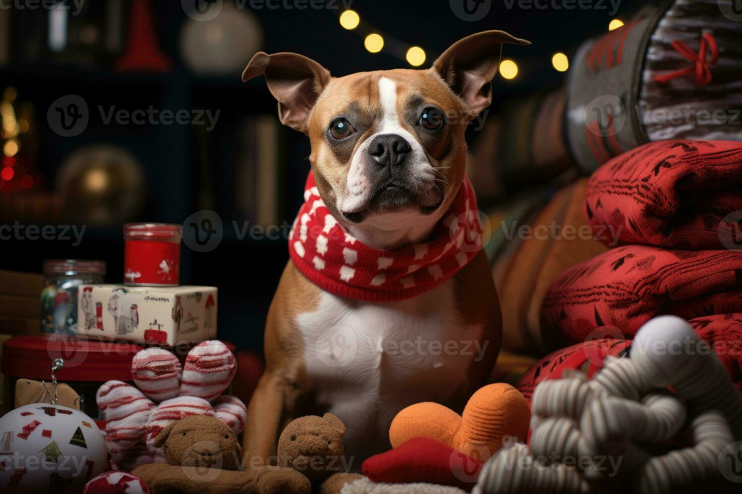 ai gerado feriado meias sob medida para cães, natal imagens foto