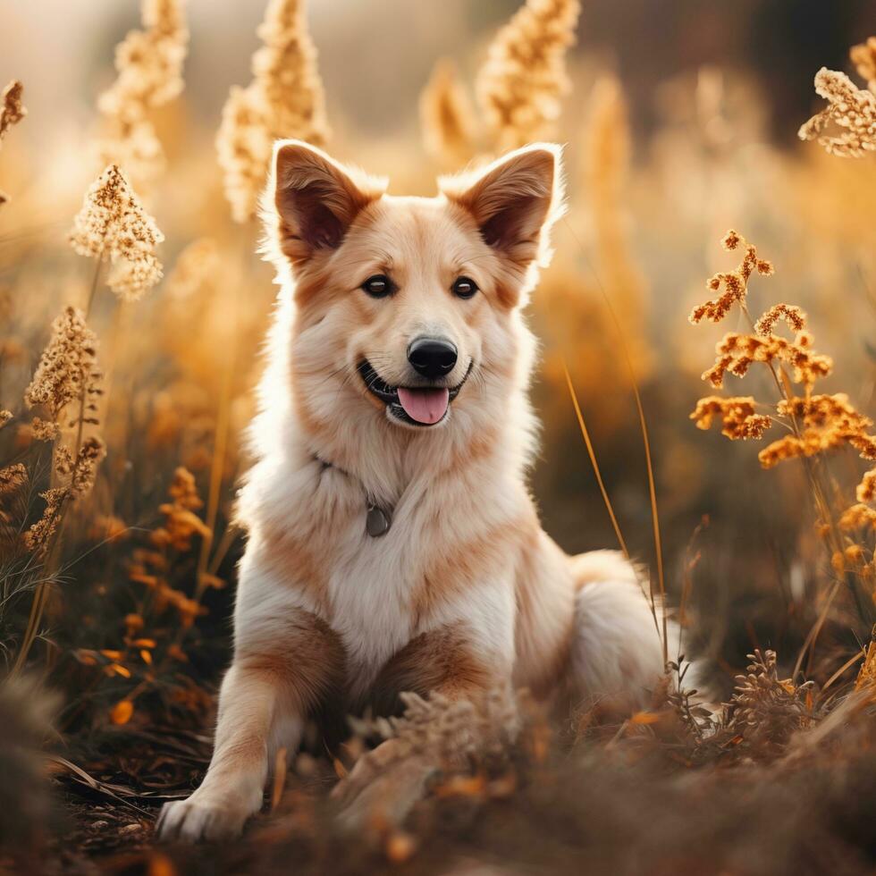 ai gerado lindo cachorro dentro natureza fundo ai gerado foto