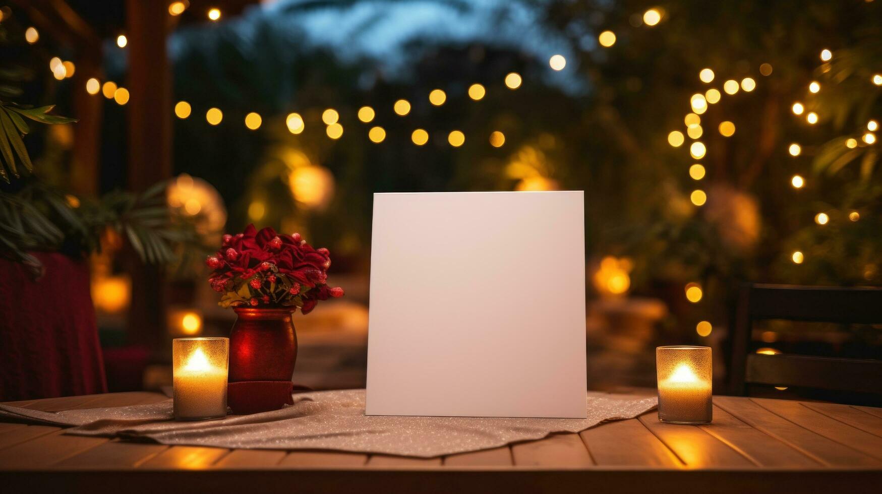ai gerado cumprimento Natal cartão com em branco frente, foto