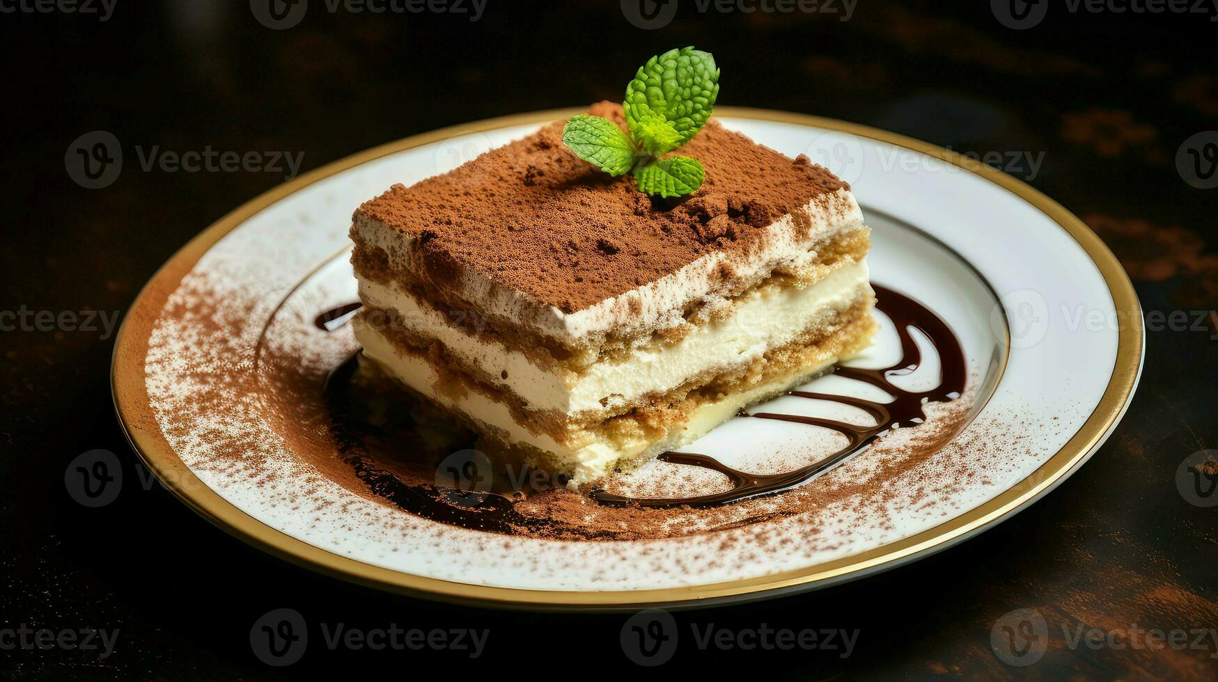 ai gerado cremoso café Tiramisu Comida foto