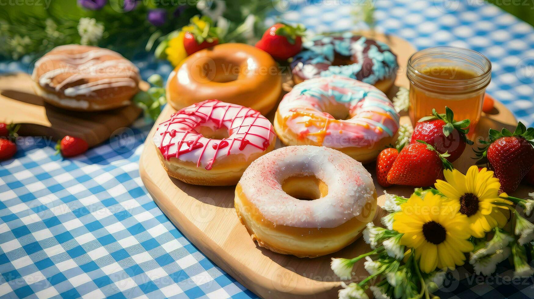 ai gerado doce fresco rosquinha Comida foto