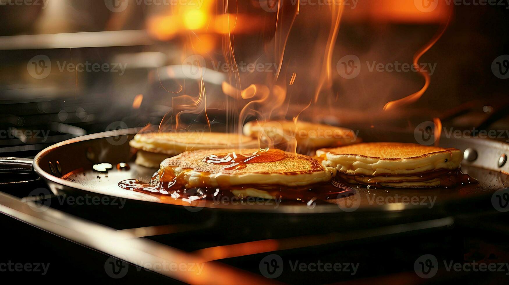 ai gerado xarope quente panqueca Comida foto