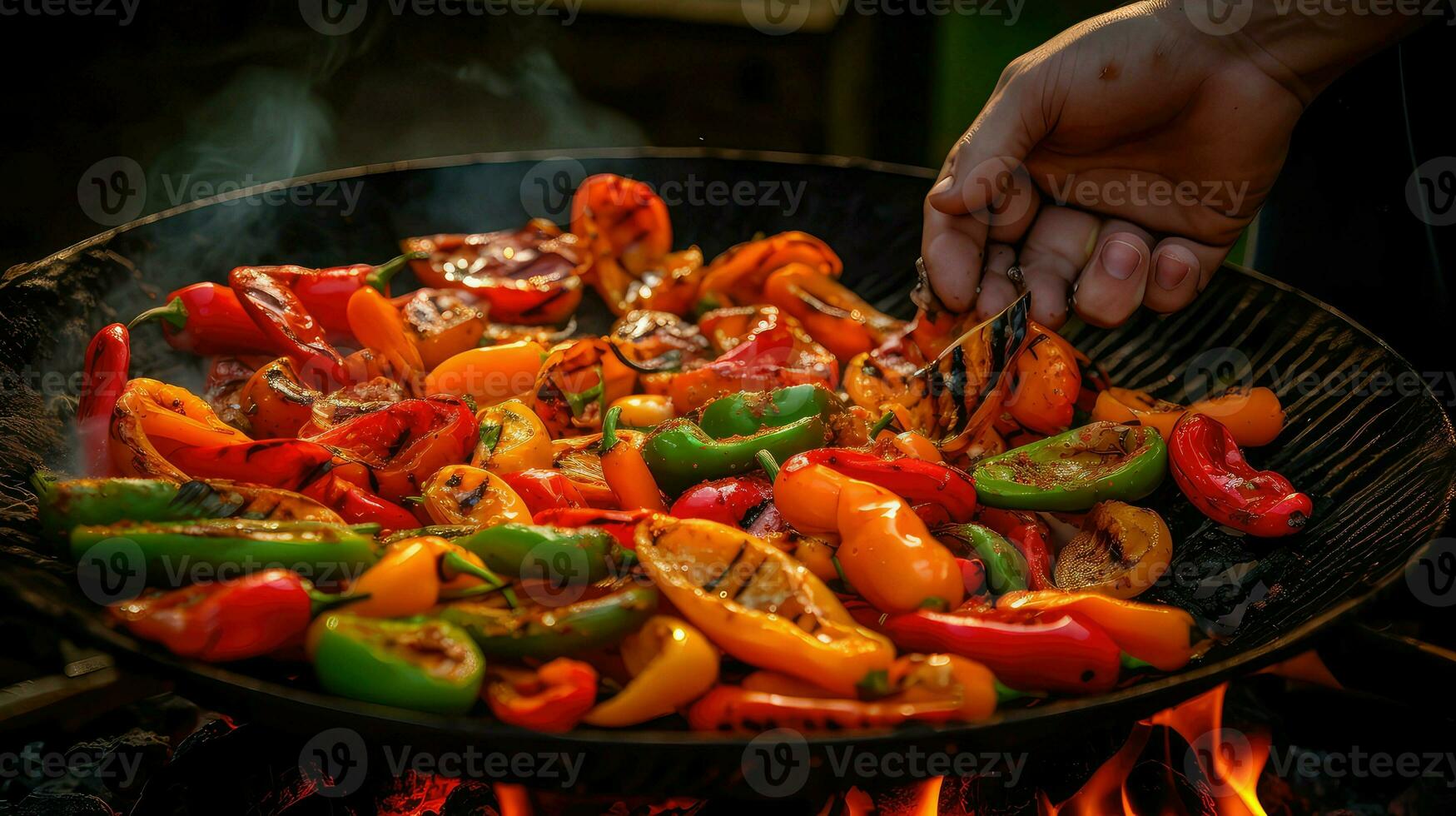 ai gerado esfumaçado Pimenta churrasco Comida foto