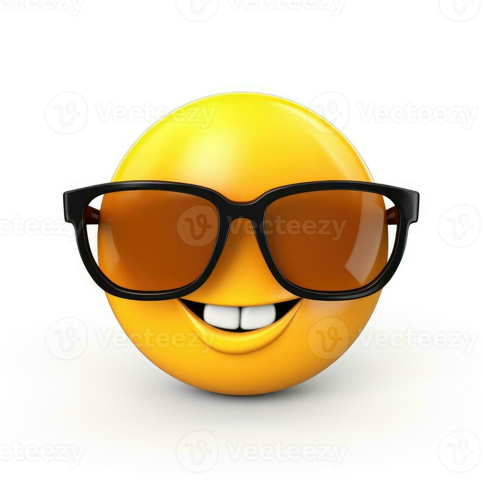 ai gerado sorridente emoji com oculos de sol isolado em branco fundo foto