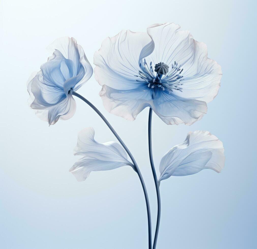 ai gerado uma azul flor com uma grandes haste foto