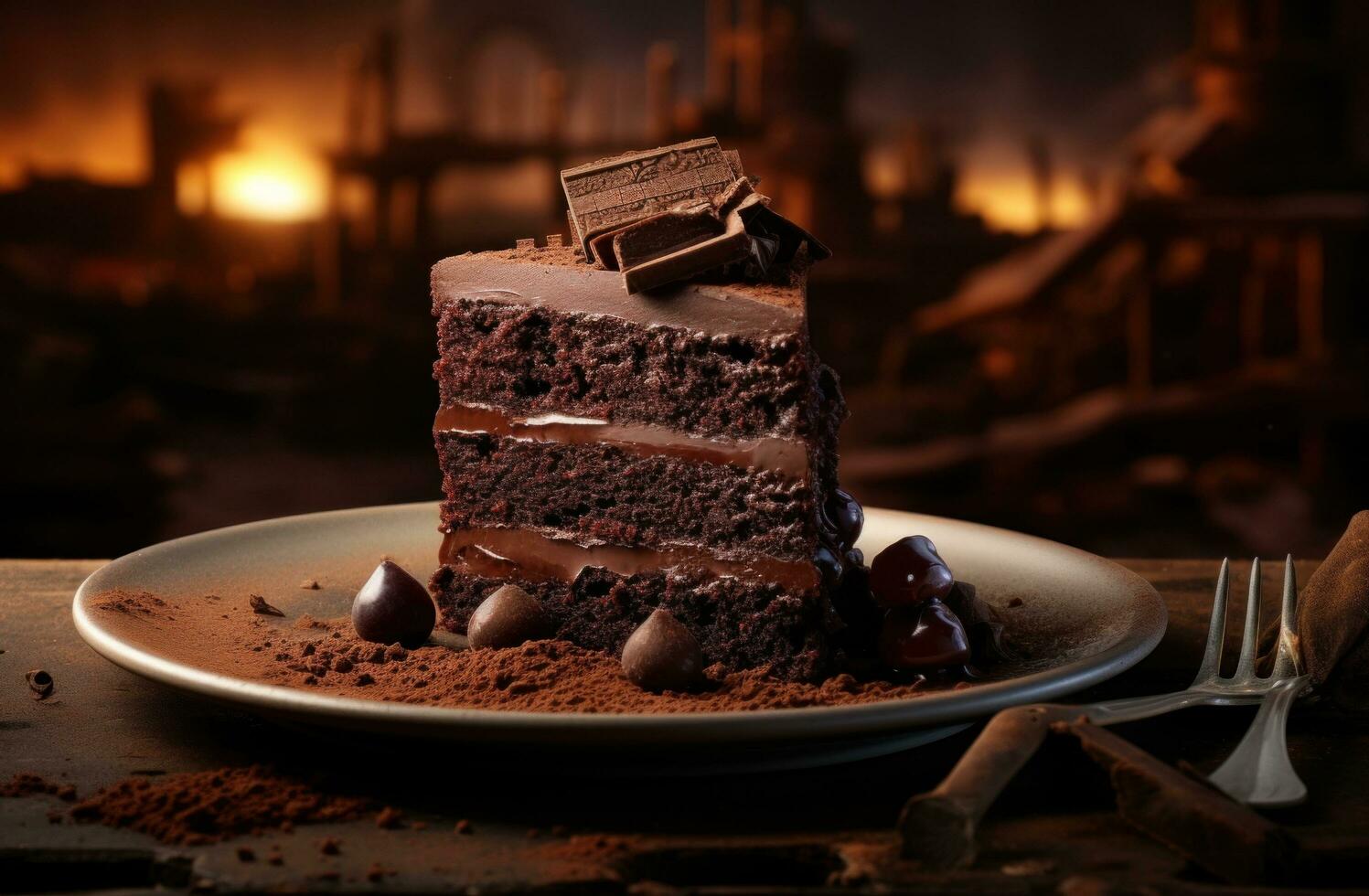 ai gerado chocolate bolo mordida saudável receita para chocolate amantes foto
