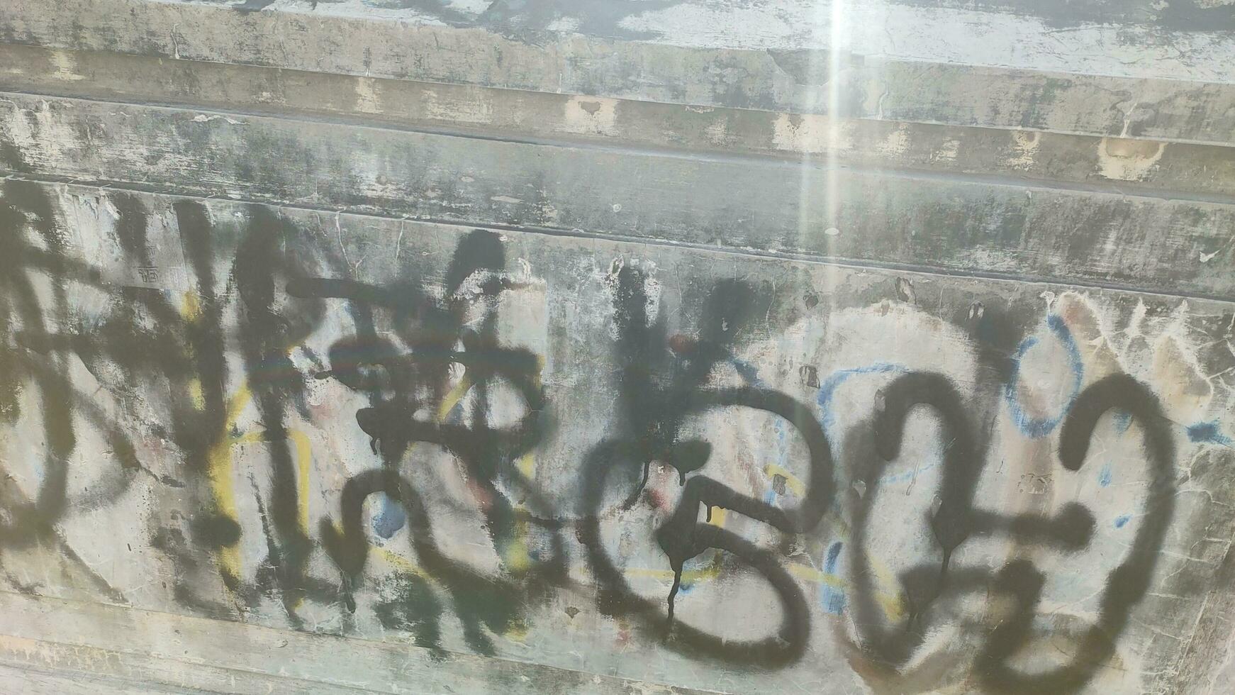 vandalismo. rabiscos em a muro. perturbador de Meio Ambiente limpeza foto