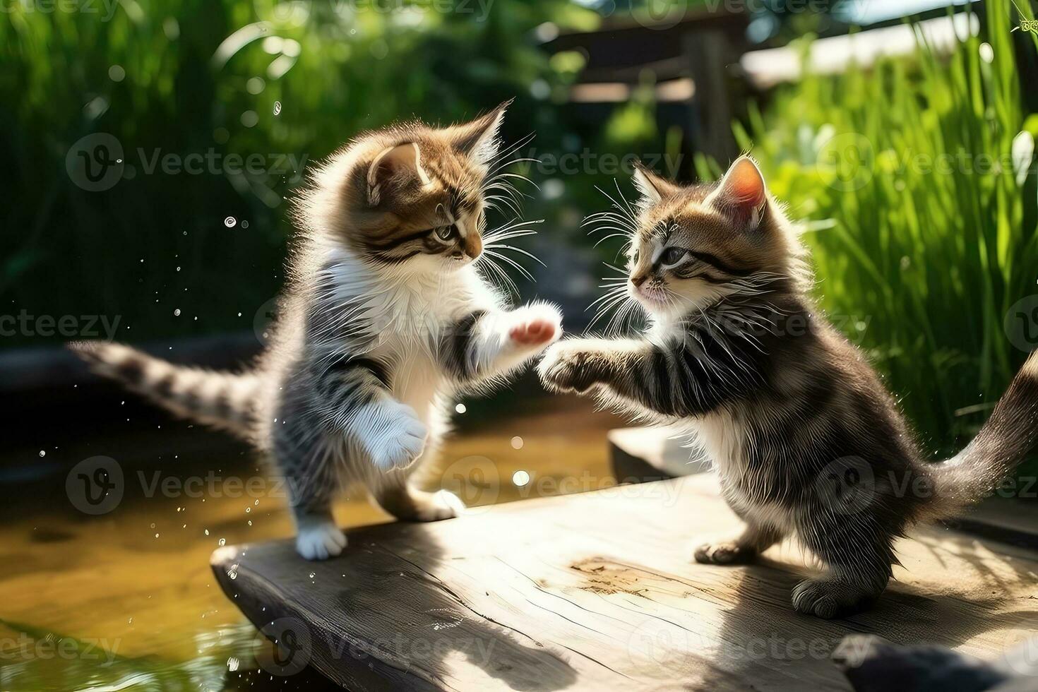 ai gerado jogando com gatos sem fim felino Diversão foto