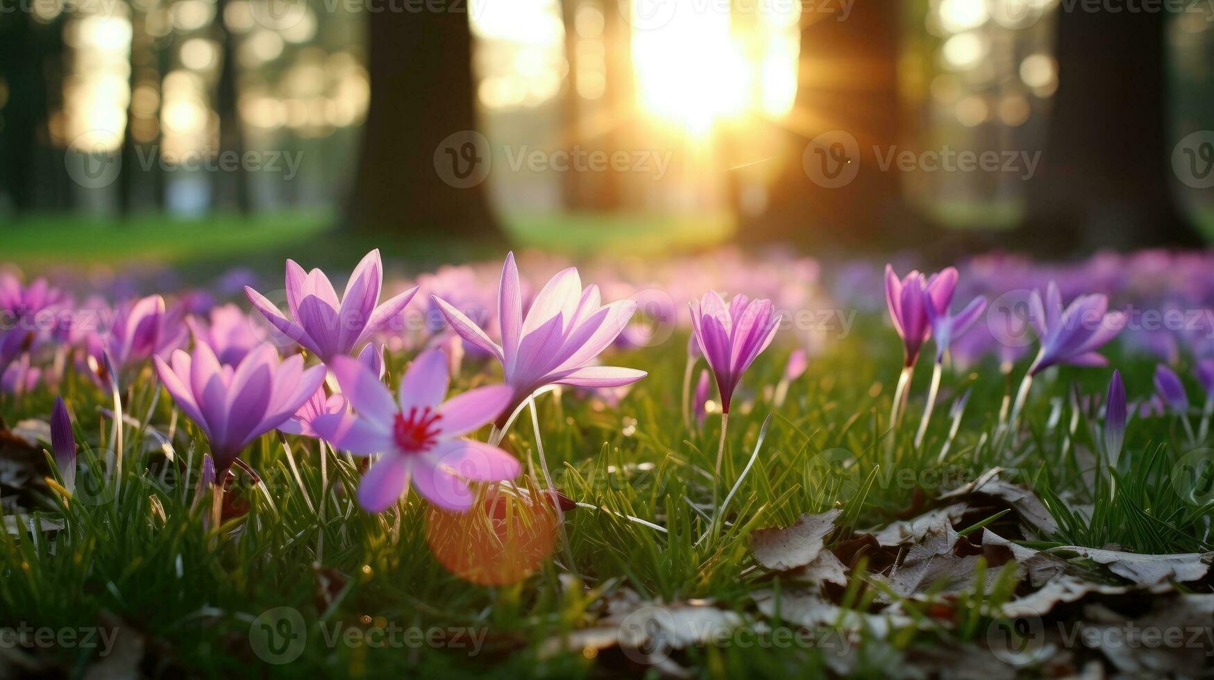 ai gerado flores, fundo imagem, flor campo, brilho, frescor, cenário, paisagem, natureza foto