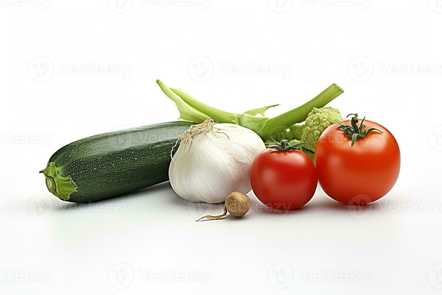 ai gerado fresco legumes em branco fundo. saudável Comida conceito foto