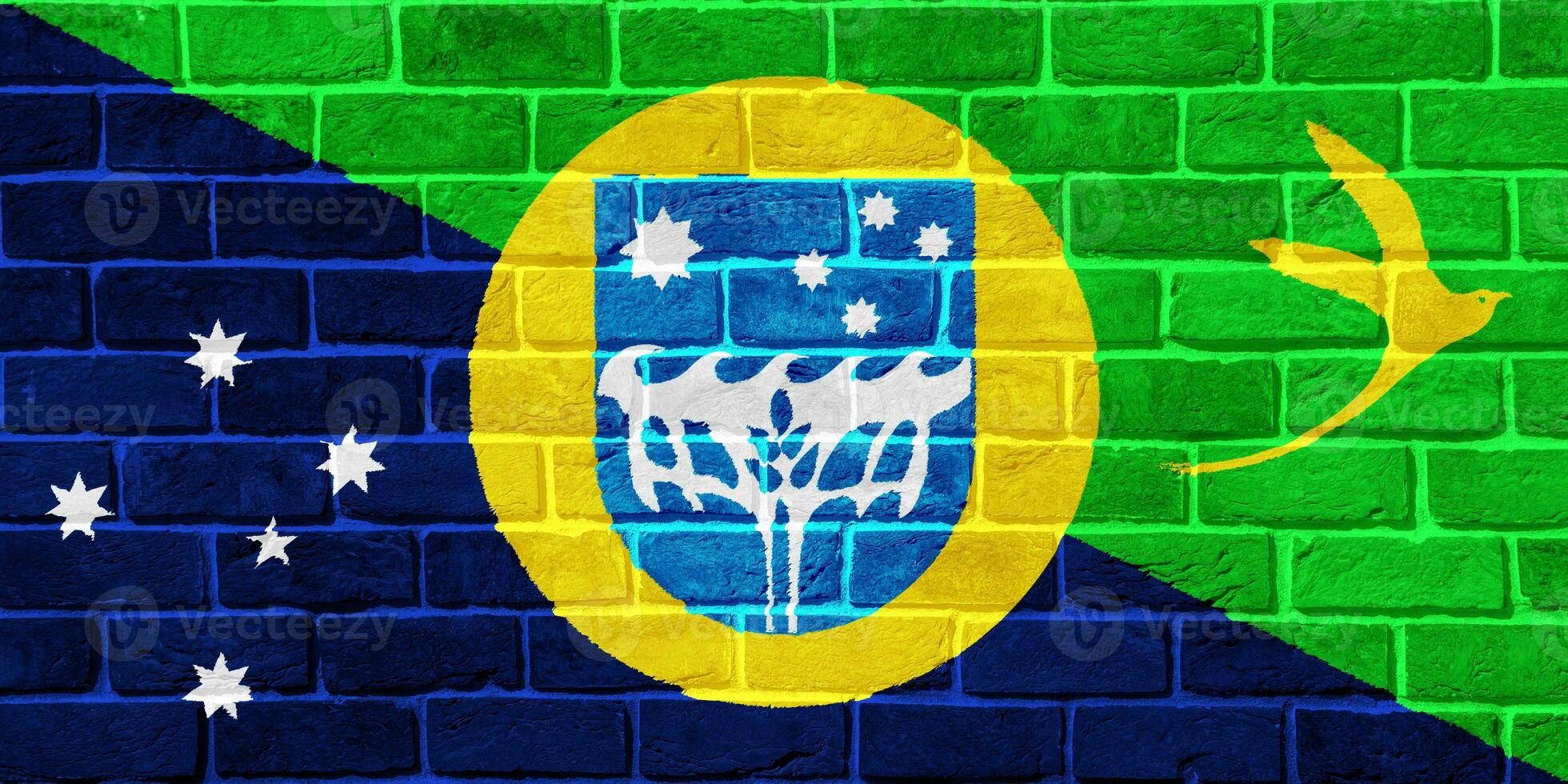 bandeira e casaco do braços do Natal ilha em uma texturizado fundo. conceito colagem. foto