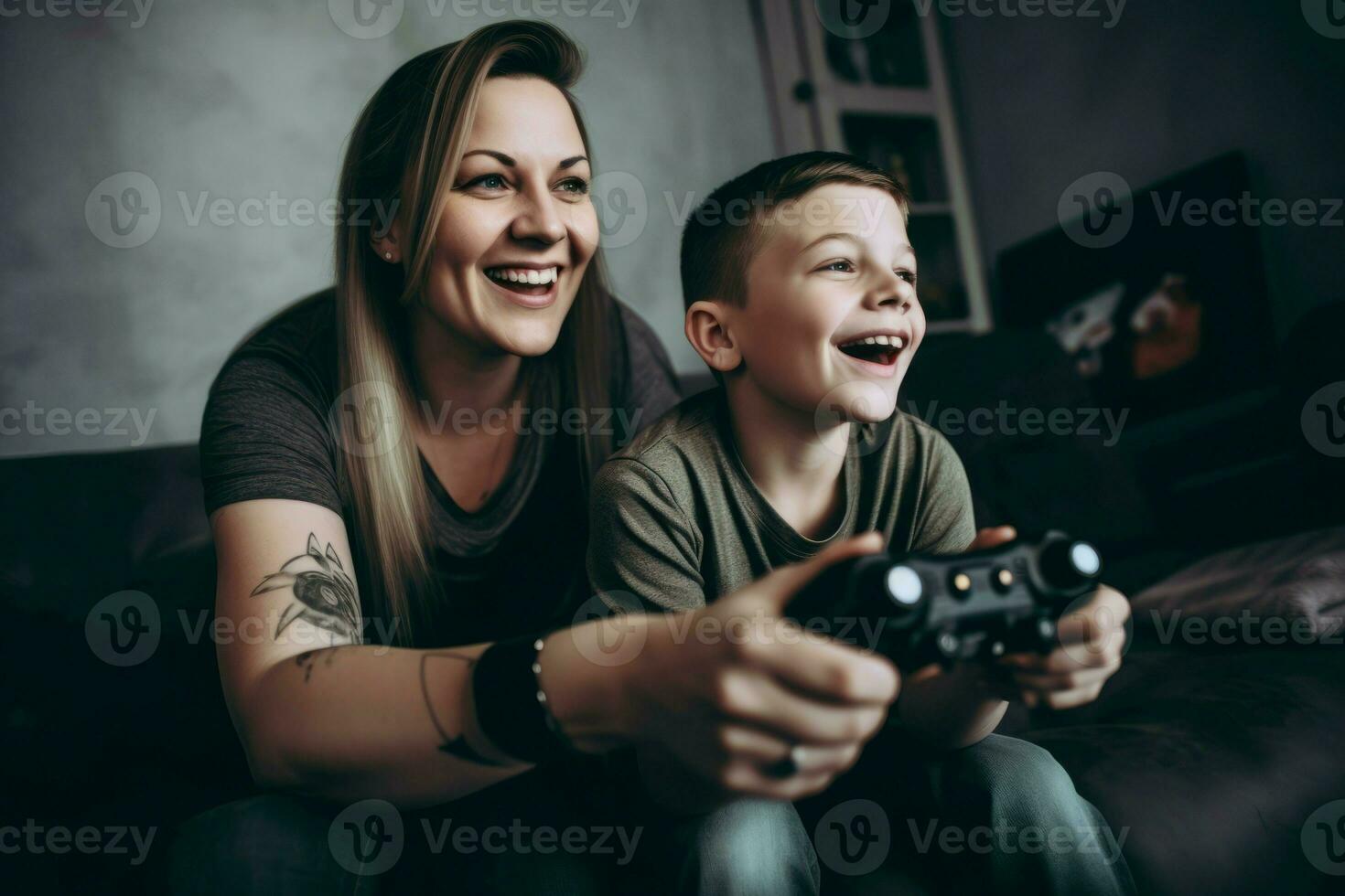 ai gerado mãe filho jogos junto. gerar ai foto