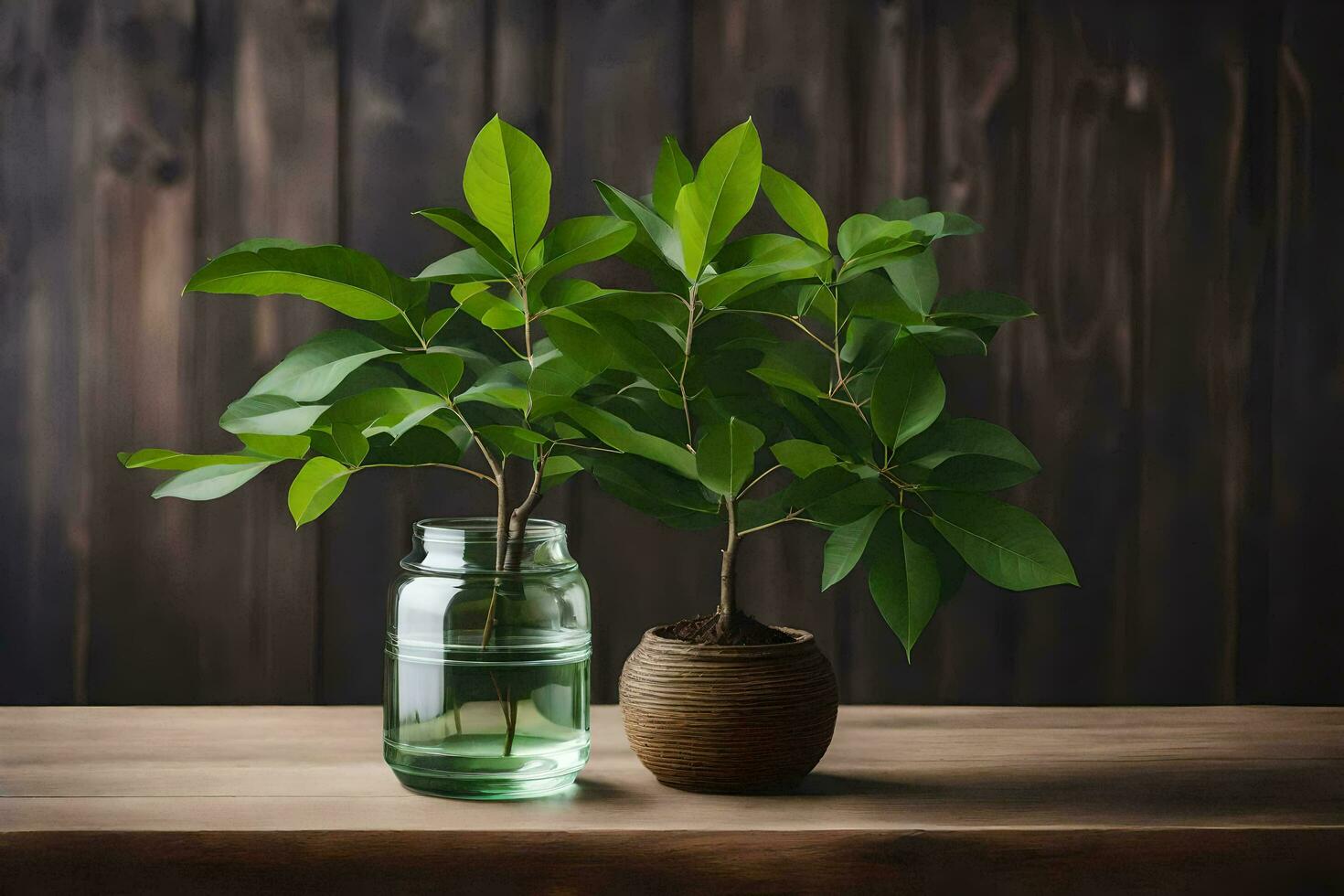 ai gerado uma em vaso plantar dentro uma vaso em uma mesa foto