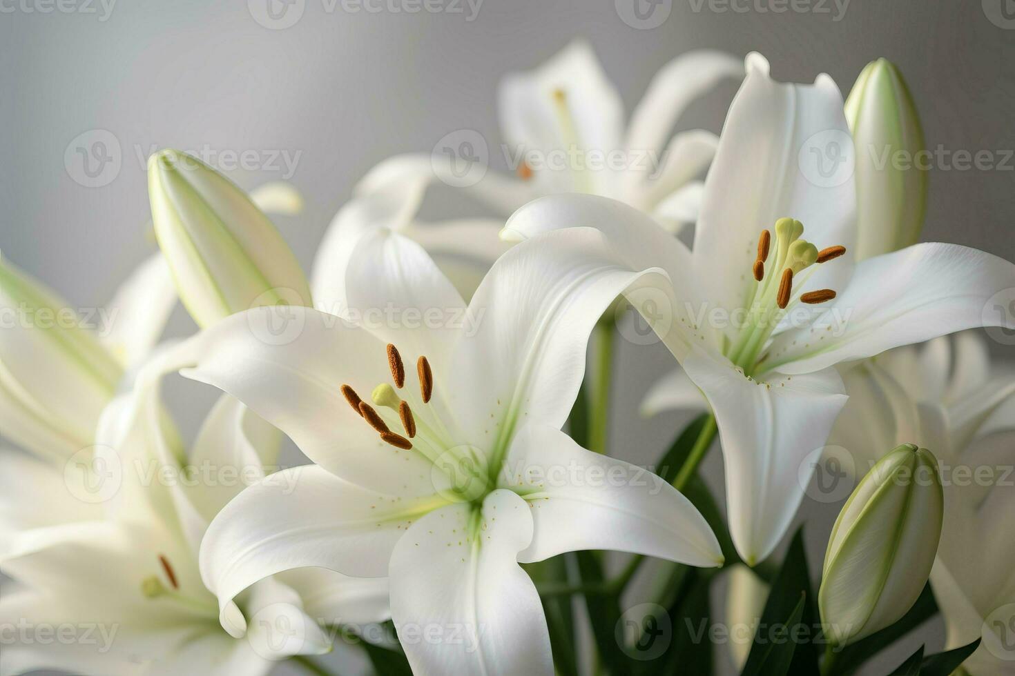 ai gerado branco lírios fechar-se floral ramalhete. gerar ai foto