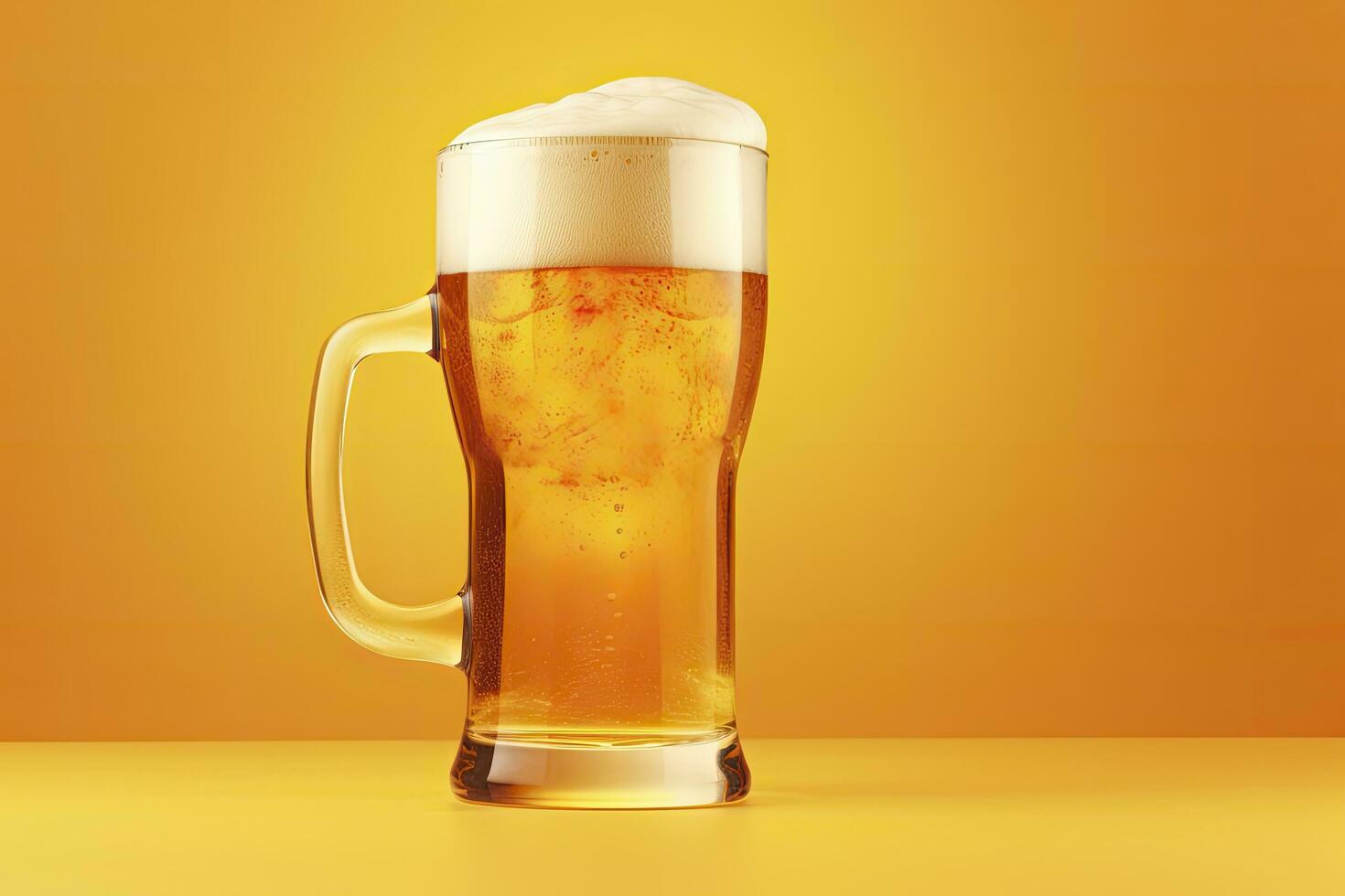 ai gerado Cerveja vidro com cheio Cerveja isolado com uma amarelo fundo. ai gerado foto