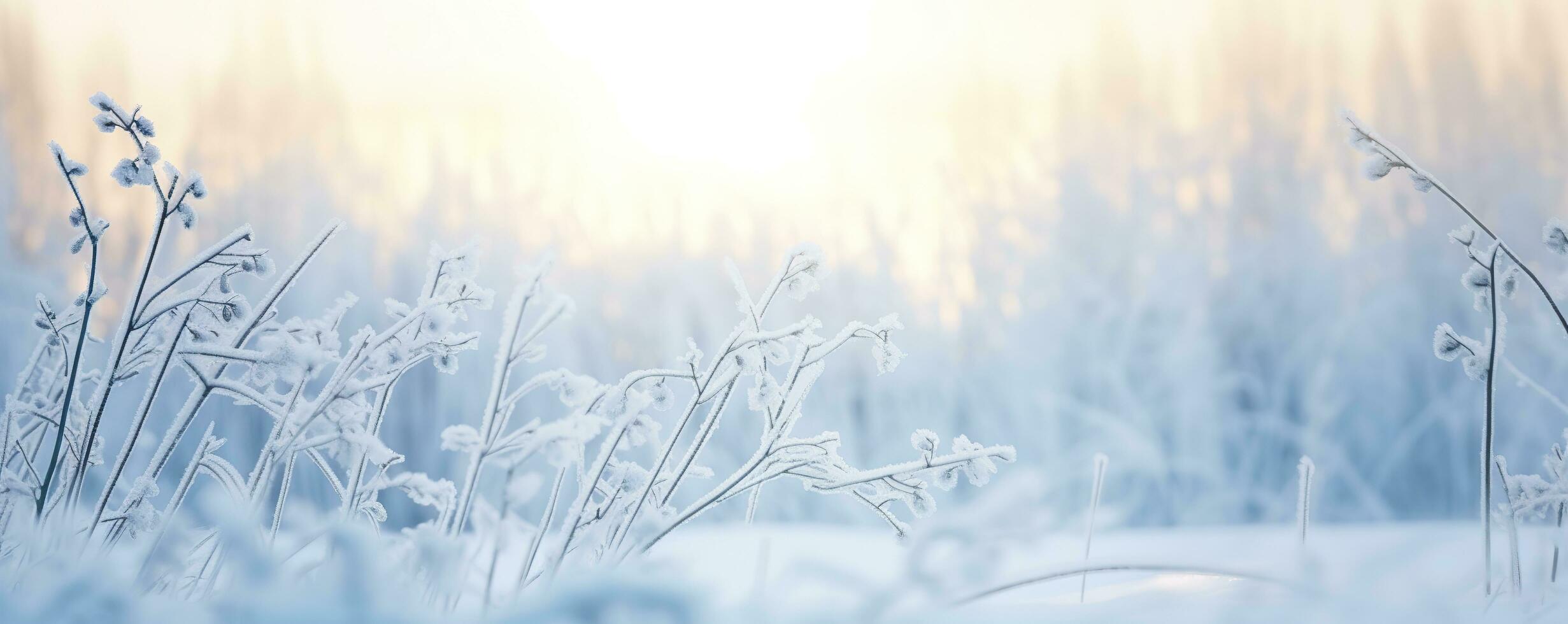 ai gerado congeladas Nevado grama, inverno natural abstrato fundo. lindo inverno panorama. ai gerado foto